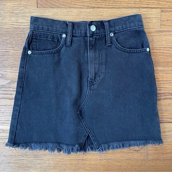 NEW Madewell Rigid Denim A Line Skirt Black K4918 Size 23 NWT - Picture 2 of 7